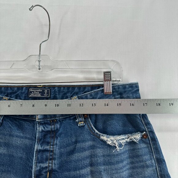 Abercrombie & Fitch Ames Low Rise Boyfriend Short Womens 29/8 Ripped Denim Blue - Picture 3 of 9